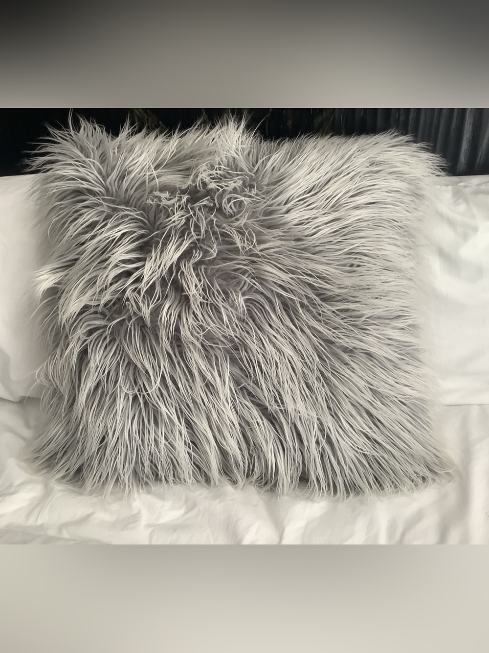 Dreamweavers Gray Faux Fur Decorative Throw Pillow